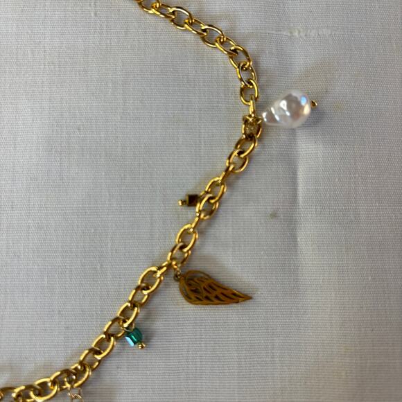 Charm Necklace Gold Chain Link Collar Length Cottagecore Boho Delicate NEW - Picture 5 of 6